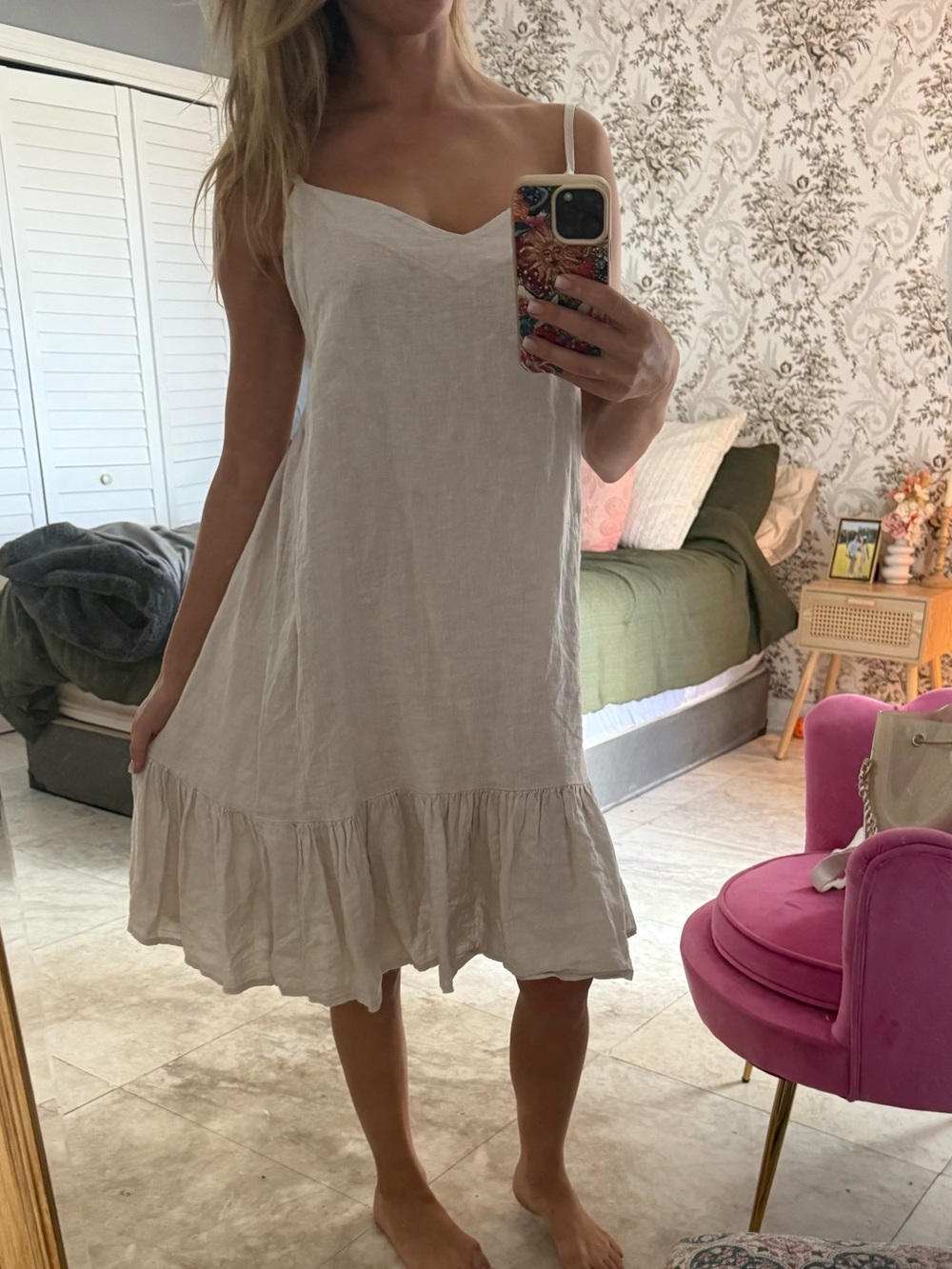 Bella Umbra 100% Pure Linen Italian Beige Sundress